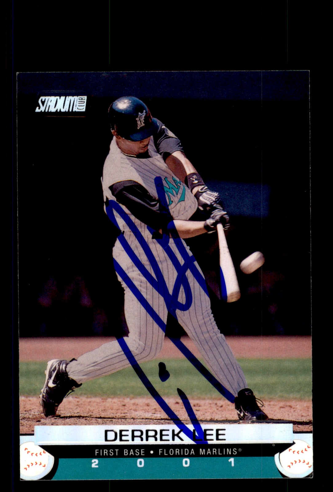 Signed Baseball Card Auto Derrek Lee 2001 Stadium Club #134 Florida Marlins