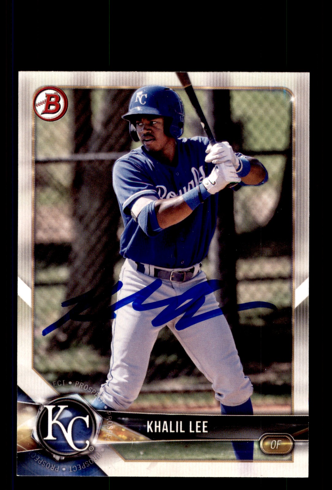 Signed Baseball Card Auto Khalil Lee 2018 Bowman #BP116 Kansas City Royals