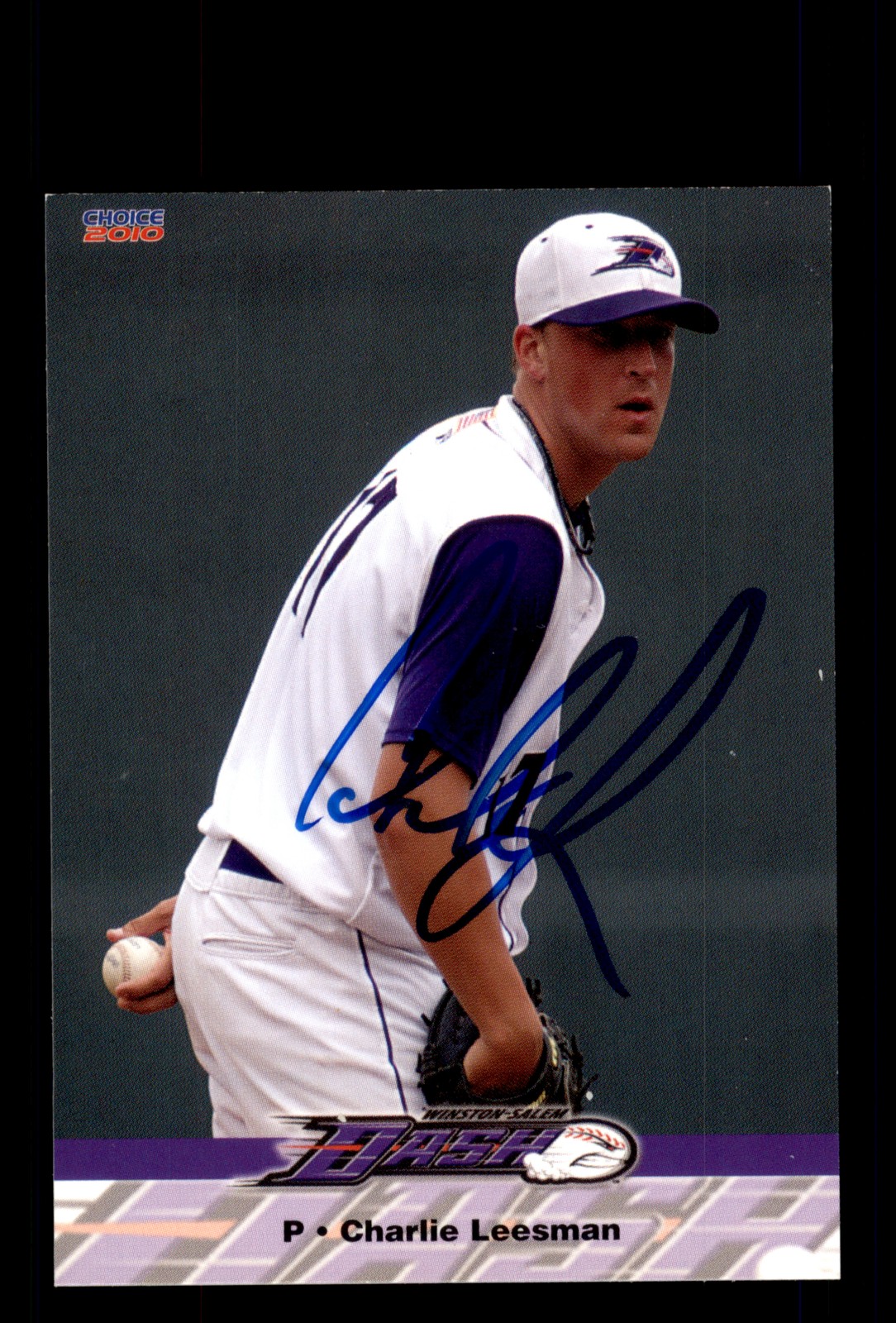 Signed Baseball Card Auto Charlie Leesman 2010 Choice Winston-Salem Dash
