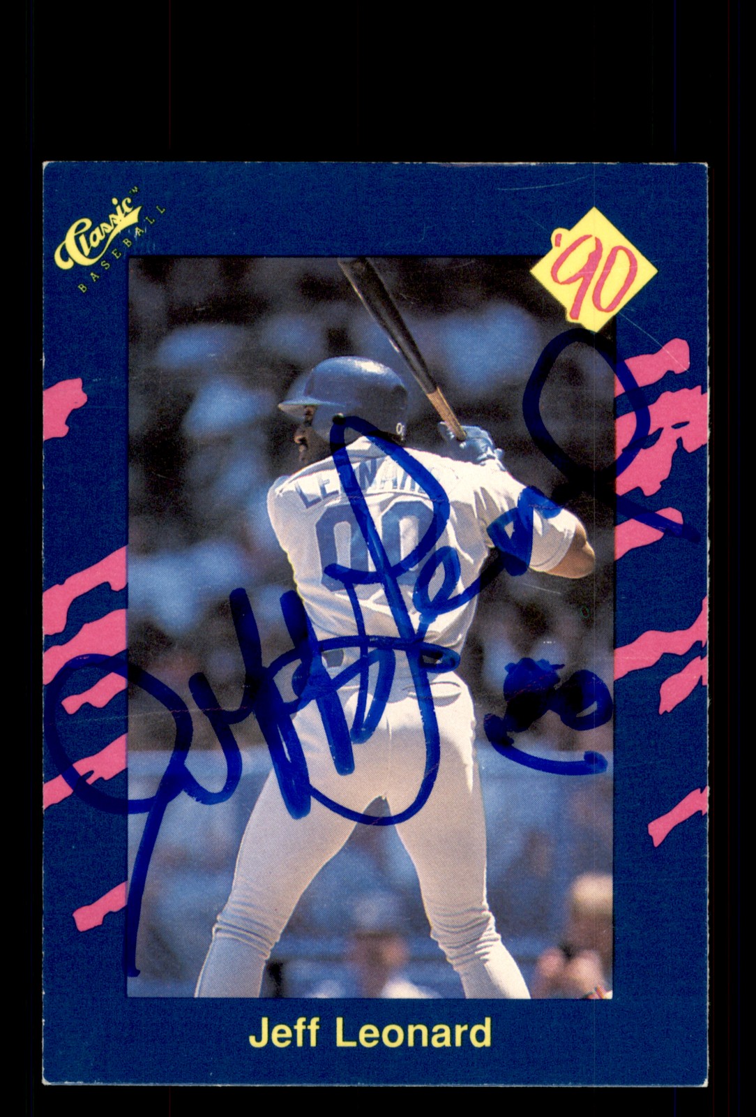 Signed Baseball Card Auto Jeff Leonard 1990 Classic Blue #93 Seattle Mariners