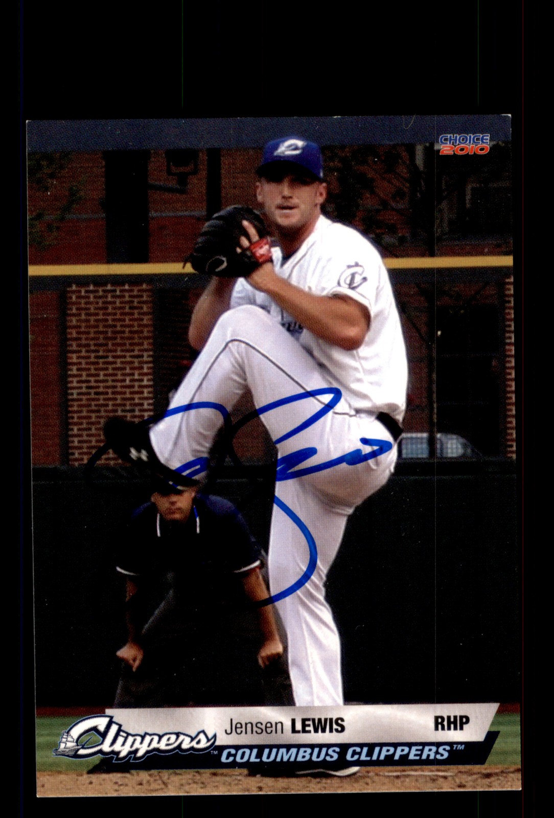 Signed Baseball Card Auto Jensen Lewis 2010 Choice Columbus Clippers