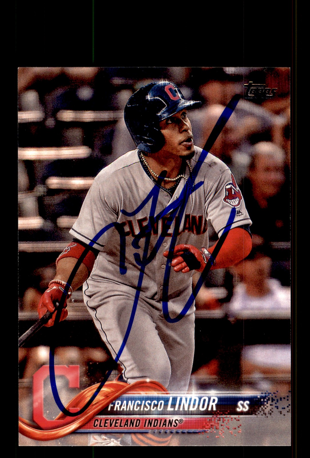 Signed Baseball Card Auto Francisco Lindor 2018 Topps #10 Cleveland Indians
