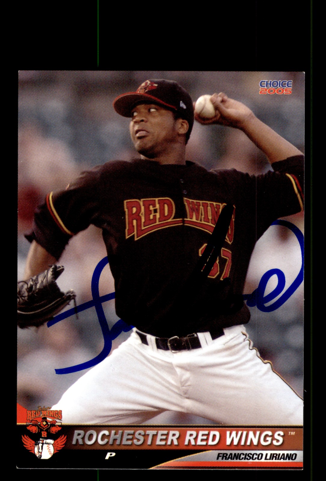 Signed Baseball Card Auto Francisco Liriano 2005 Choice Rochester Red Wings