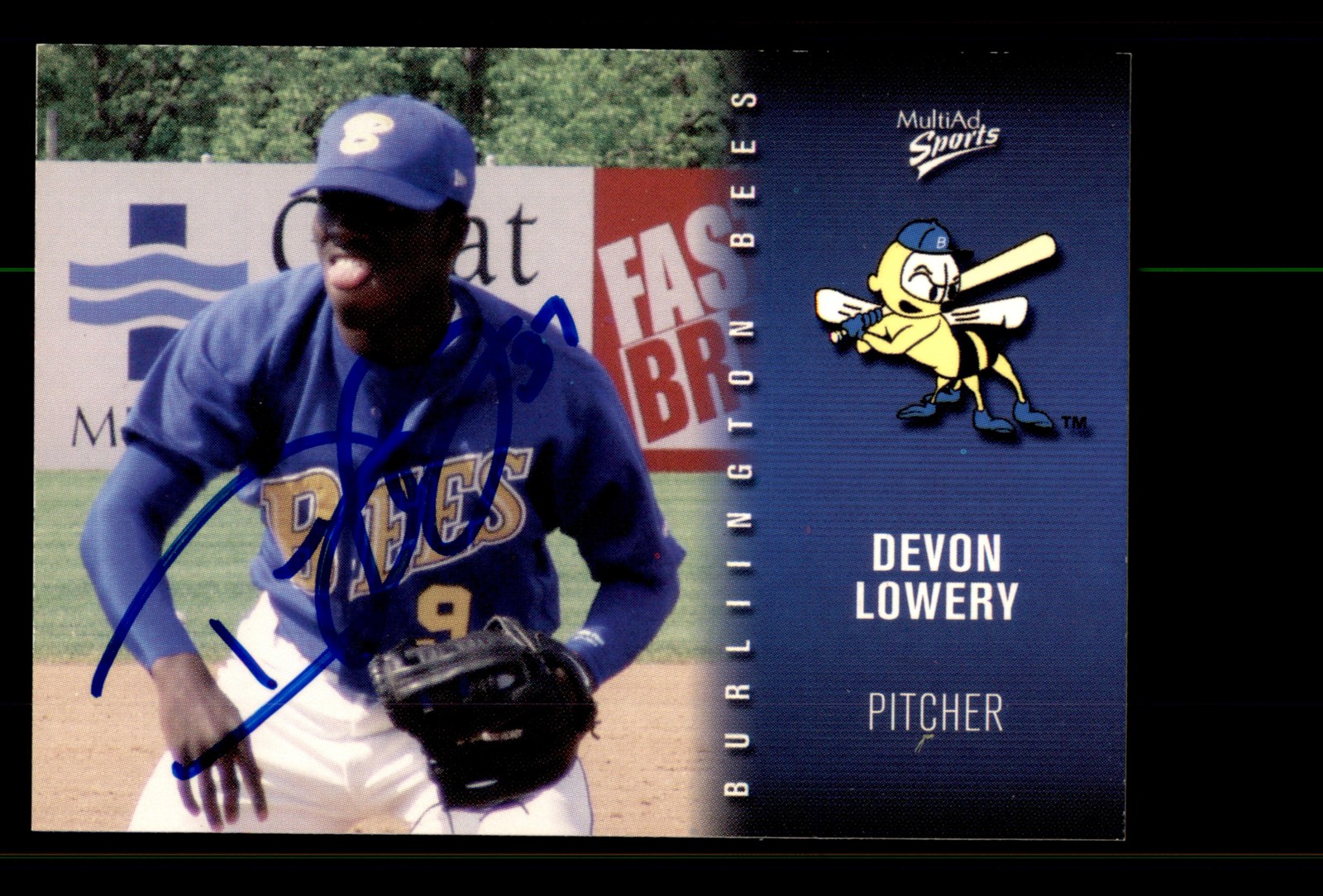 Signed Baseball Card Auto Devon Lowery 2003 MultiAd Burlington Bees