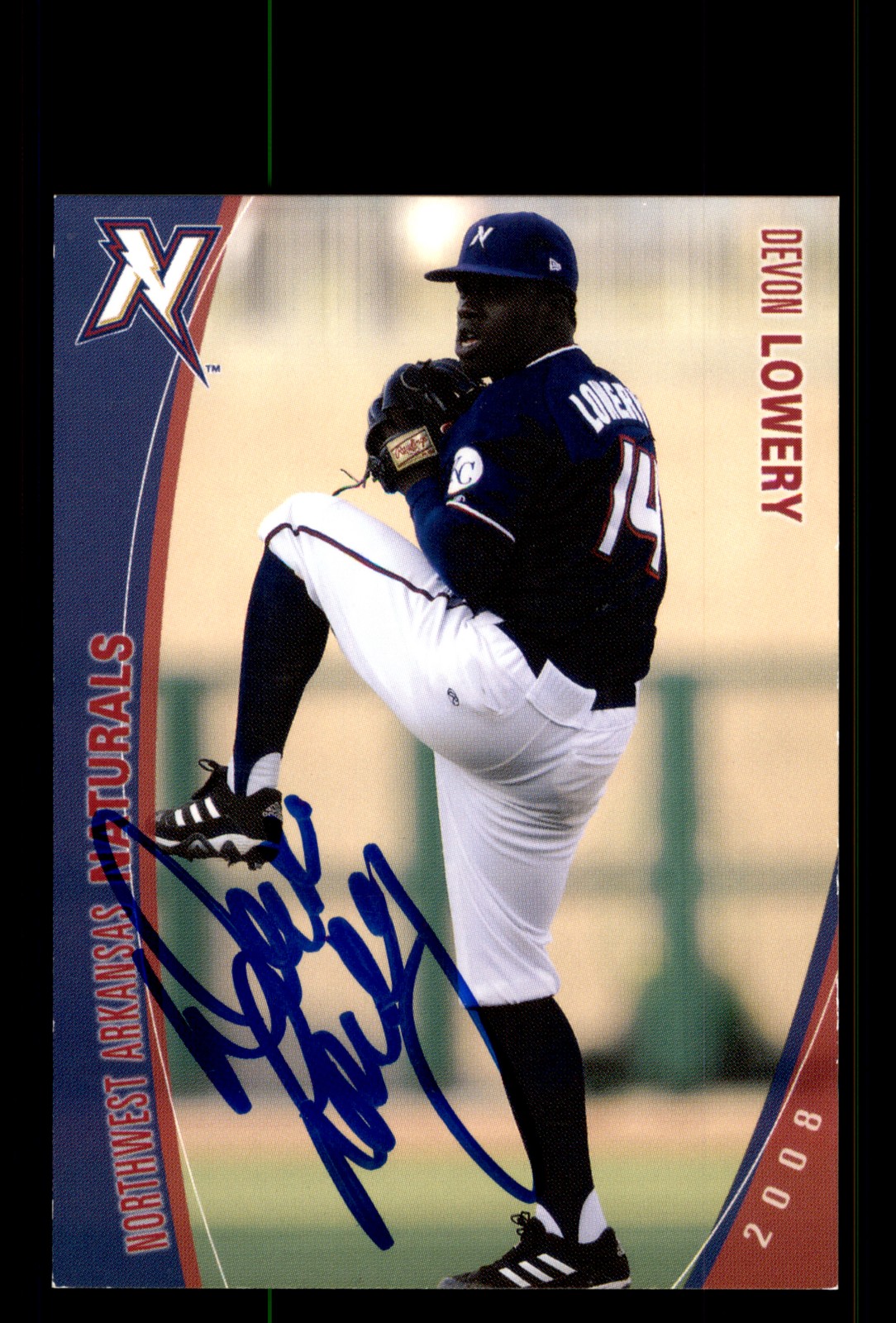 Signed Baseball Card Auto Devon Lowery 2008 Northwest Arkansas Naturals