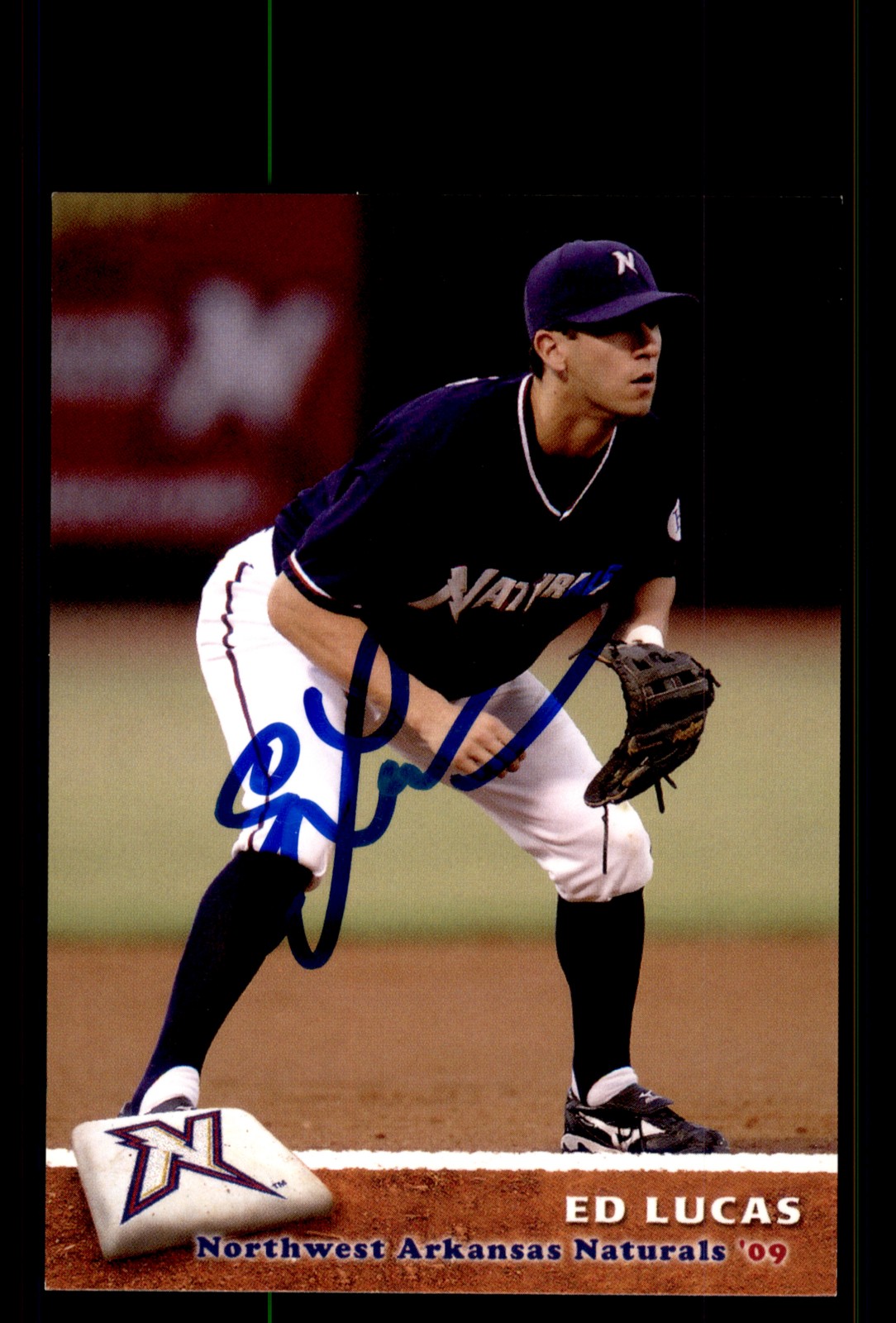 Signed Baseball Card Auto Ed Lucas 2009 Grandstand Northwest Arkansas Naturals