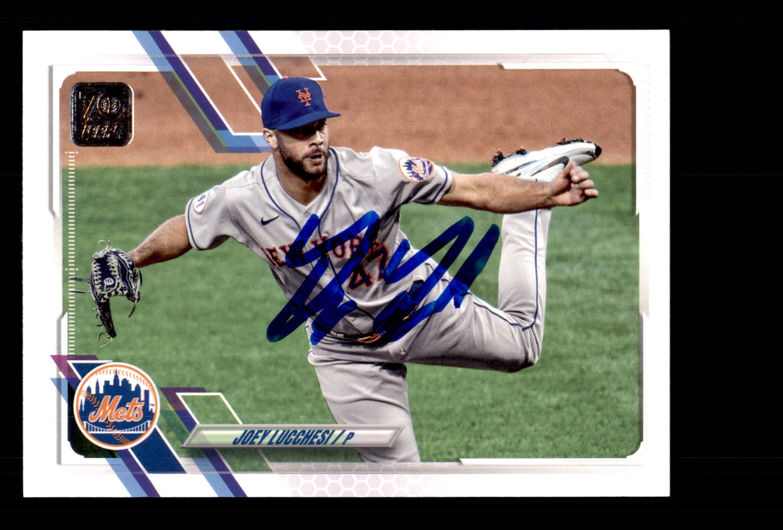 Signed Baseball Card Auto Joey Lucchesi 2021 Topps Update #US262 New York Mets