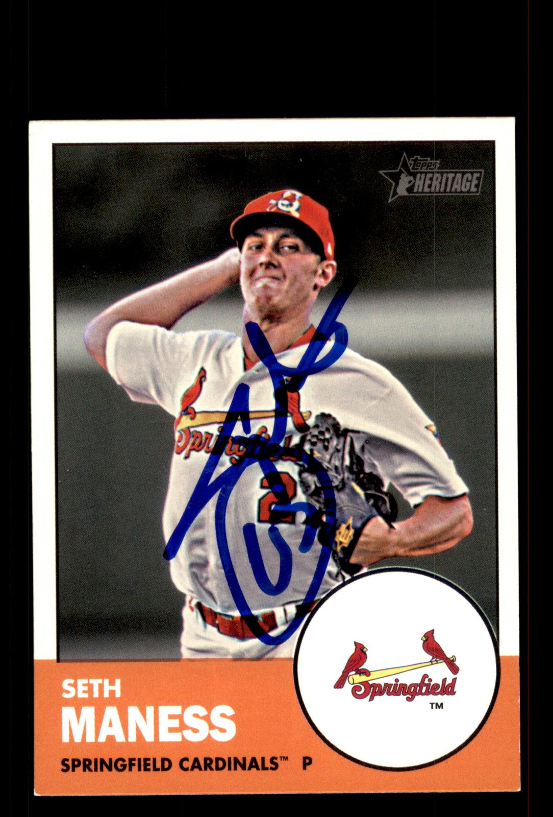 Signed Baseball Card Auto Seth Maness 2012 Topps Heritage Minor #200 Cardinals