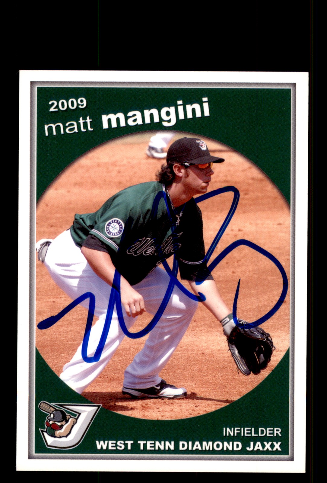 Signed Baseball Card Auto Matt Mangini 2009 Grandstand West Tenn Diamond Jaxx
