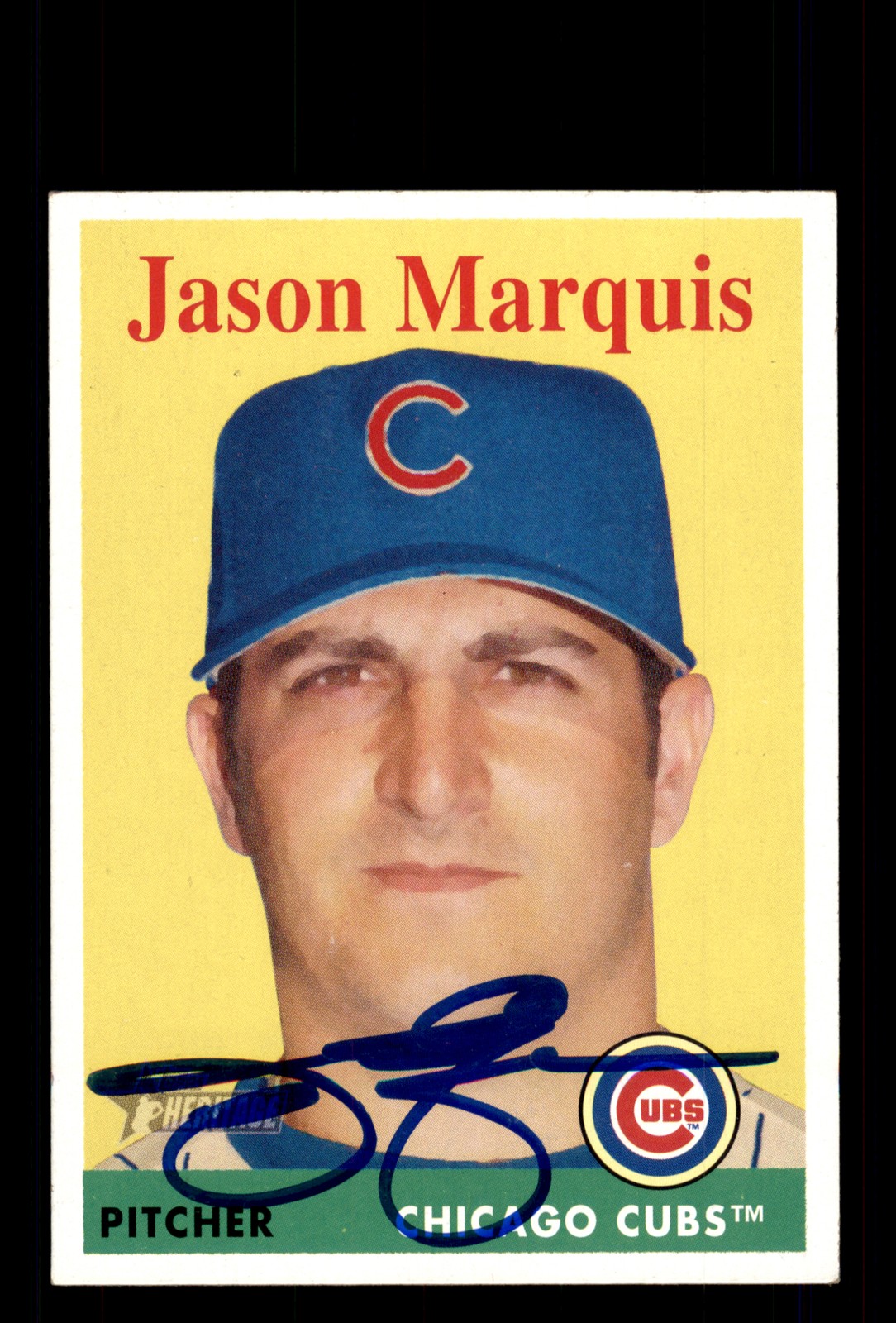 Signed Baseball Card Auto Jason Marquis 2007 Topps Heritage #196 Chicago Cubs