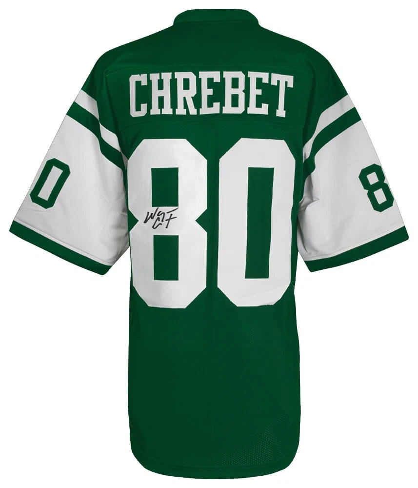 Wayne Chrebet Signed Light Green Custom Football Jersey - (SCHWARTZ COA)
