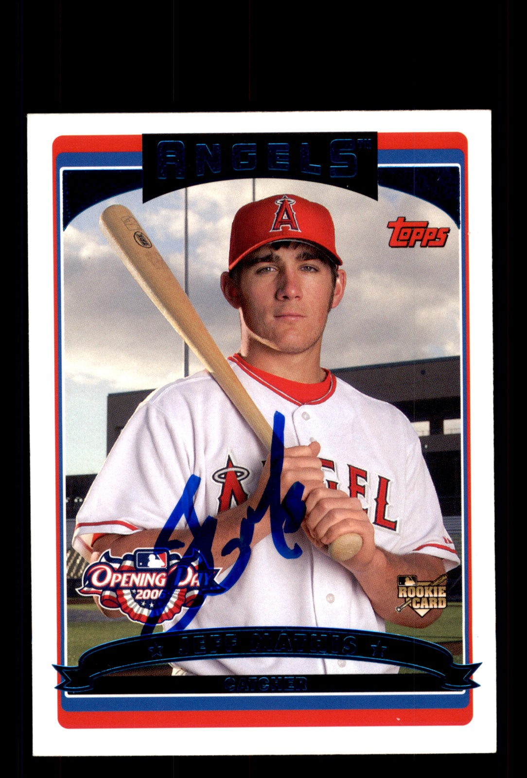 Signed Baseball Card Auto Jeff Mathis 2006 Topps Opening Day #138 Angels