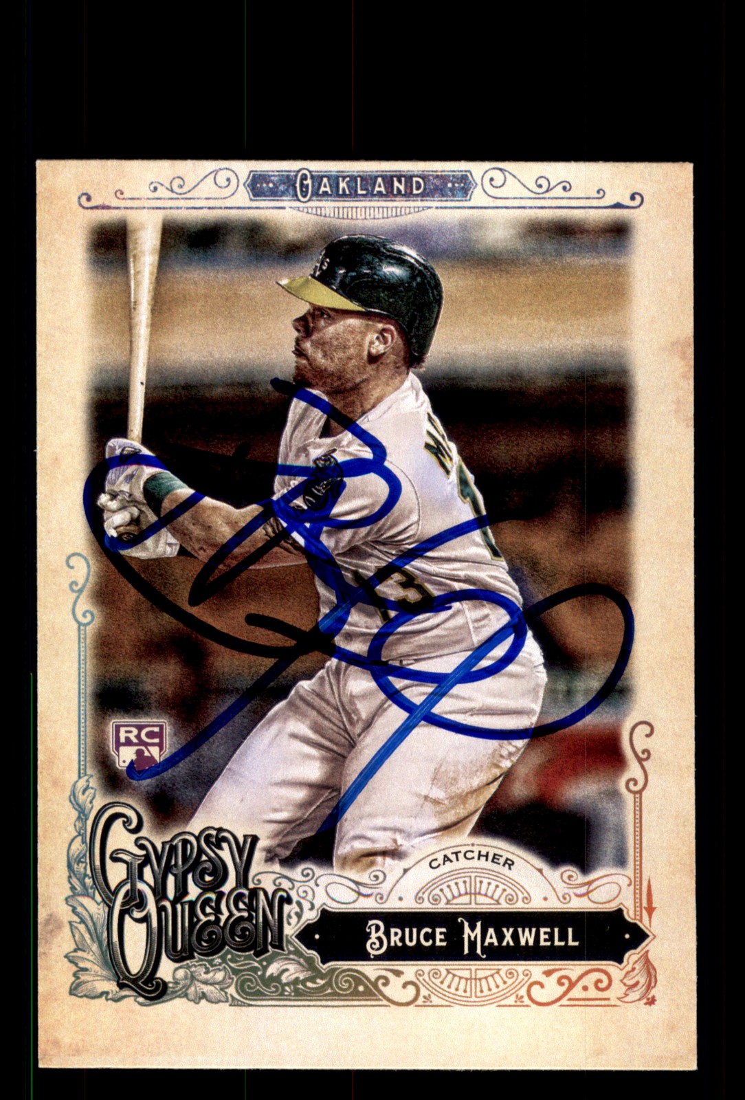 Signed Baseball Card Auto Bruce Maxwell 2017 Topps Gypsy Queen #215 A's