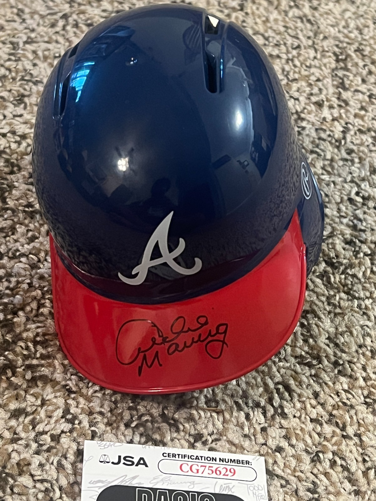 ARCHIE MANNING SIGNED MINI BASEBALL HELMET ATLANTA BRAVES DRAFT PICK JSA COA
