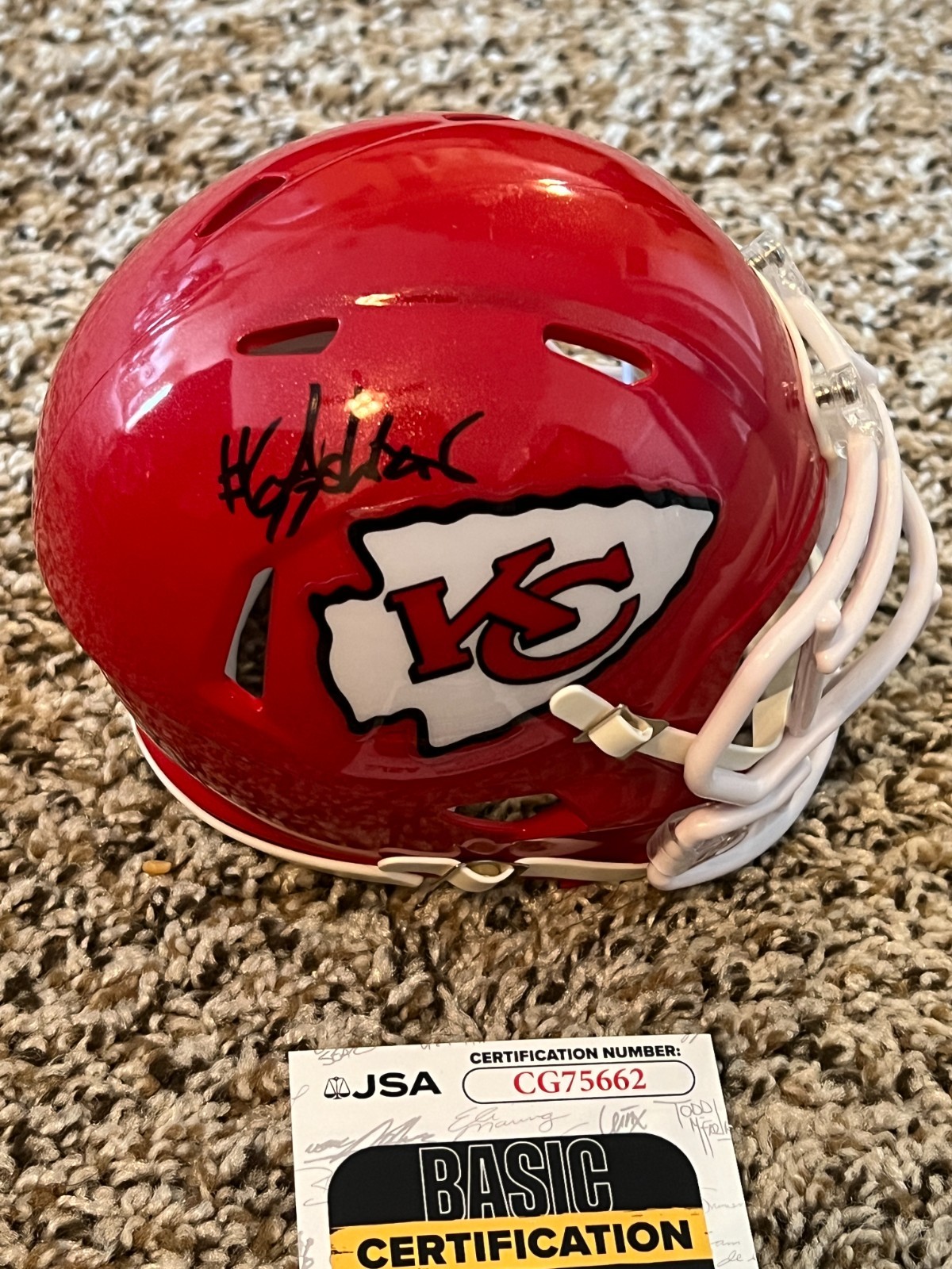 ASHTON GILLOTTE SIGNED FOOTBALL  AUTO MINI HELMET KANSAS CITY CHIEFS JSA COA
