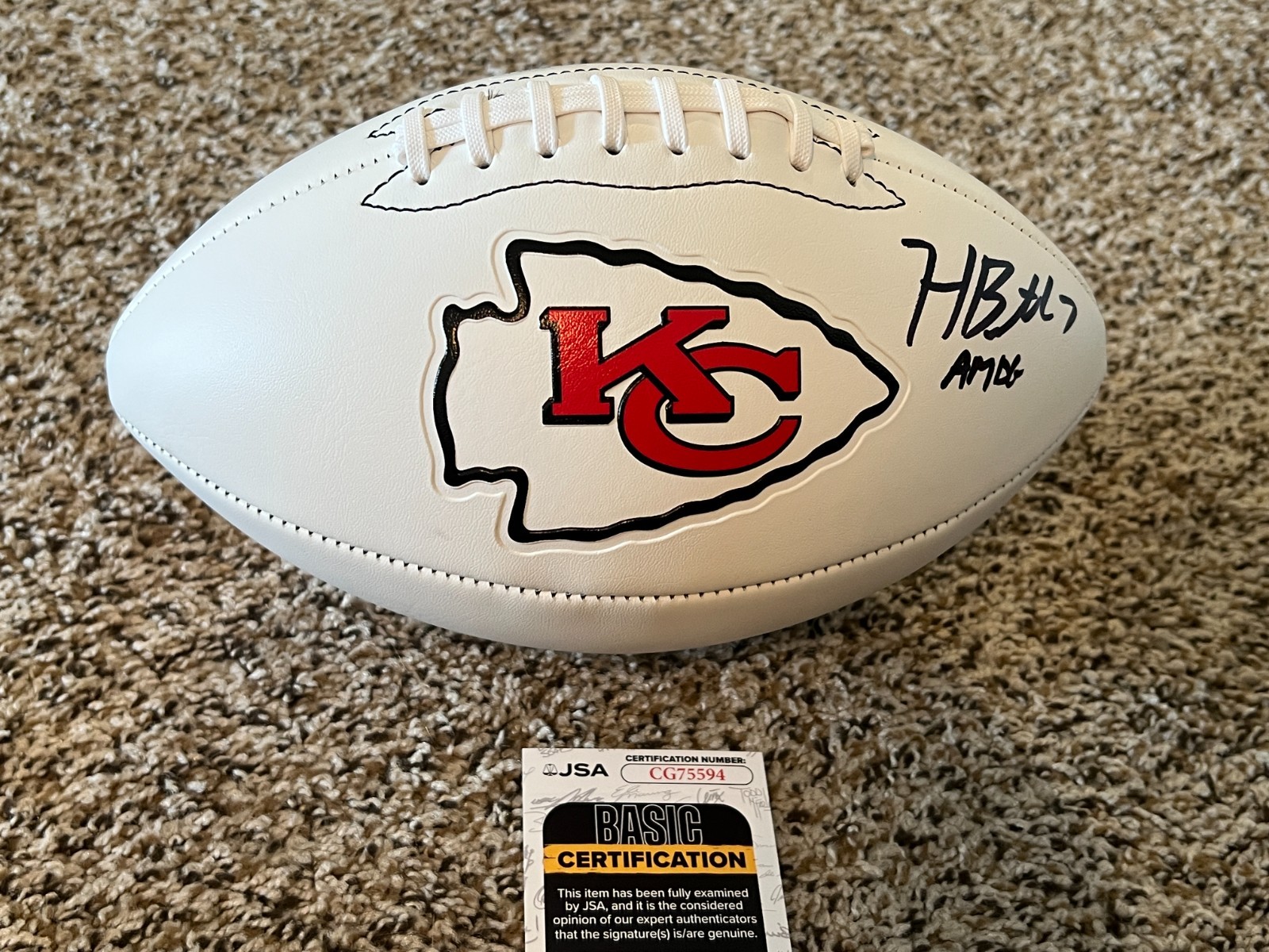 HARRISON BUTKER SIGNED FOOTBALL KANSAS CITY CHIEFS SUPER BOWL CHAMP AUTO JSA COA