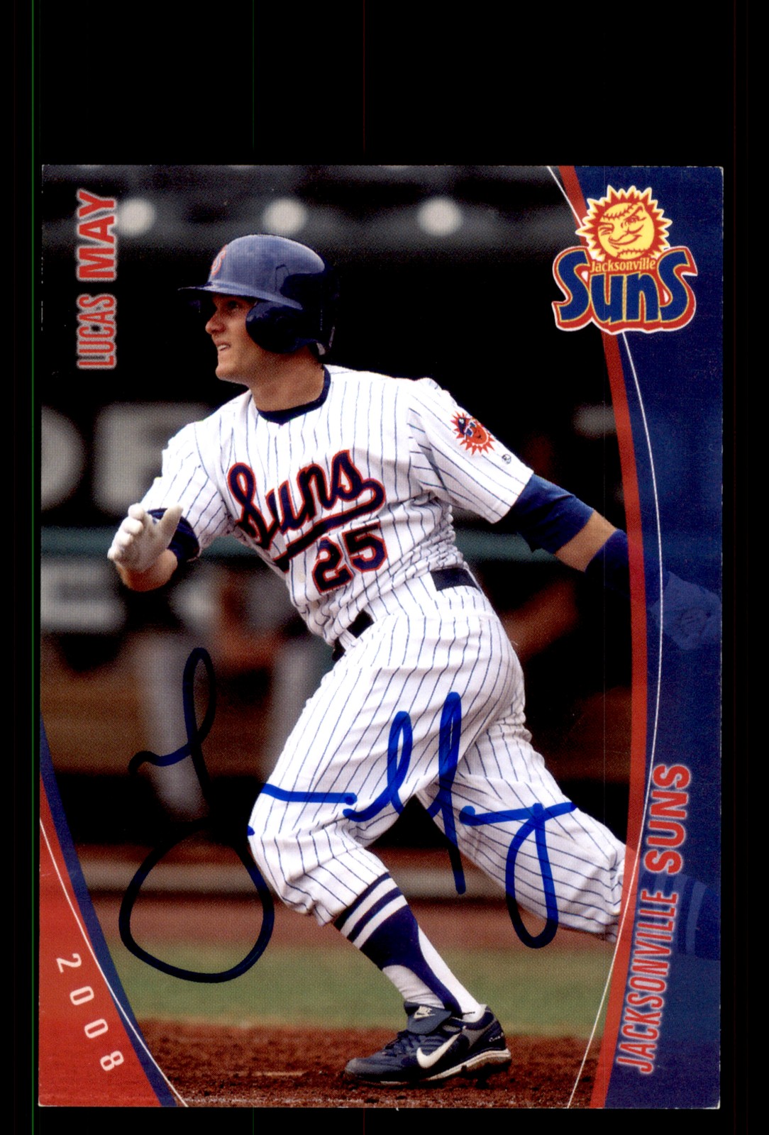 Signed Baseball Card Auto Lucas May 2008 Grandstand Jacksonville Suns