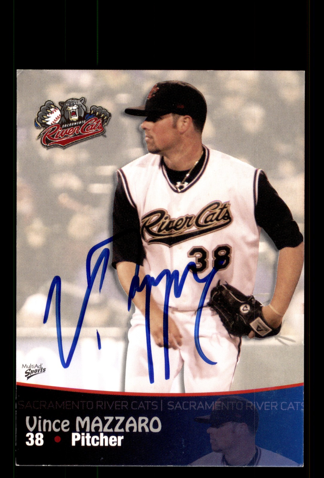 Signed Baseball Card Auto Vince Mazzaro 2009 MultiAd Sacramento River Cats