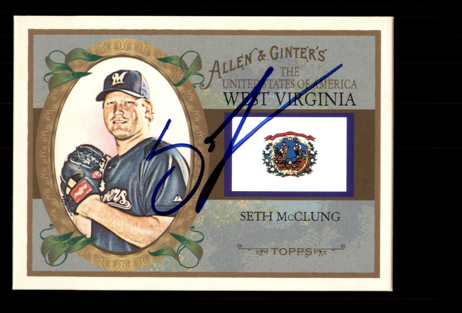Signed Baseball Card Auto Seth McClung 2008 Topps Allen & Ginter #US48 Brewers
