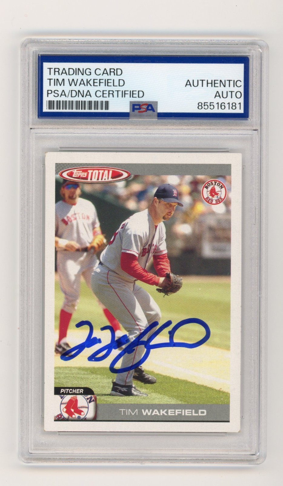 TIM WAKEFIELD SIGNED BASEBALL CARD AUTO 2004 TOPPS TOTAL BOSTON RED SOX PSA/DNA
