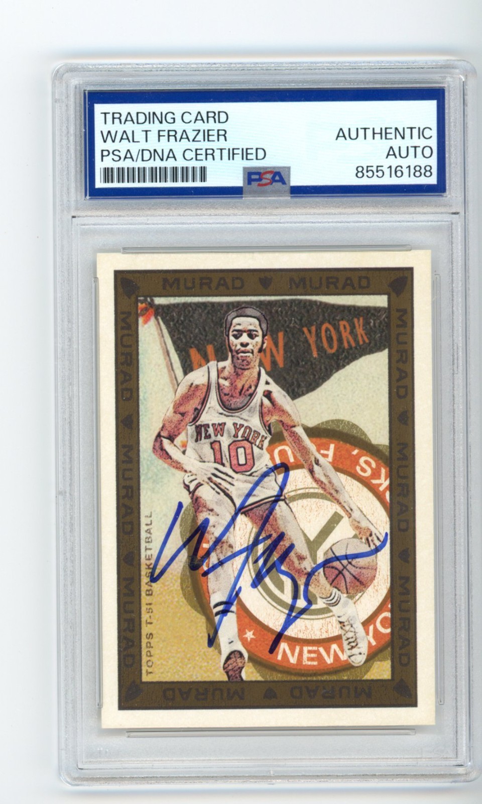 WALT FRAZIER SIGNED BASKETBALL CARD AUTO 2008-09 TOPPS MURAD HOF KNICKS PSA/DNA