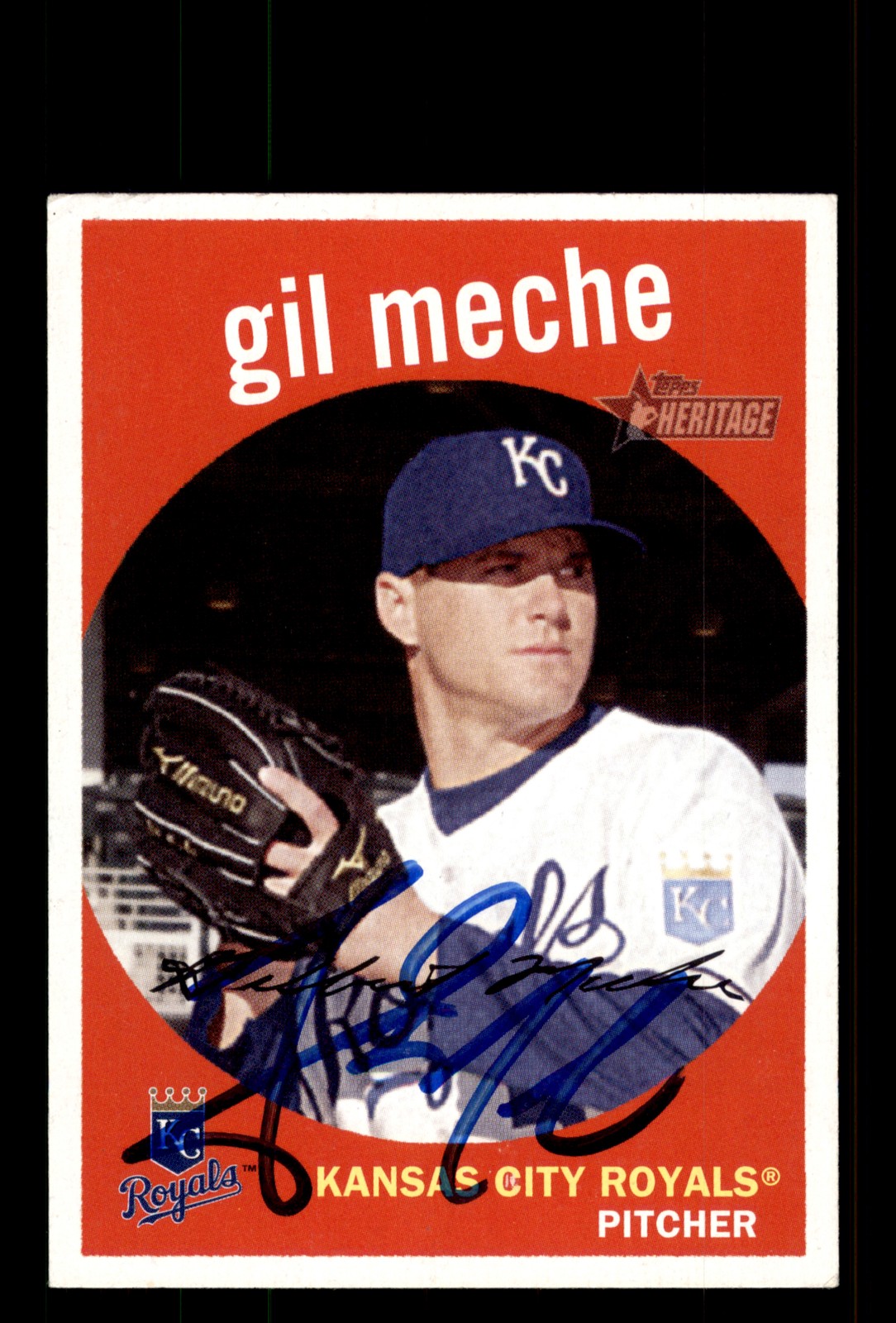 Signed Baseball Card Auto Gil Meche 2008 Topps Heritage #164 Kansas City Royals