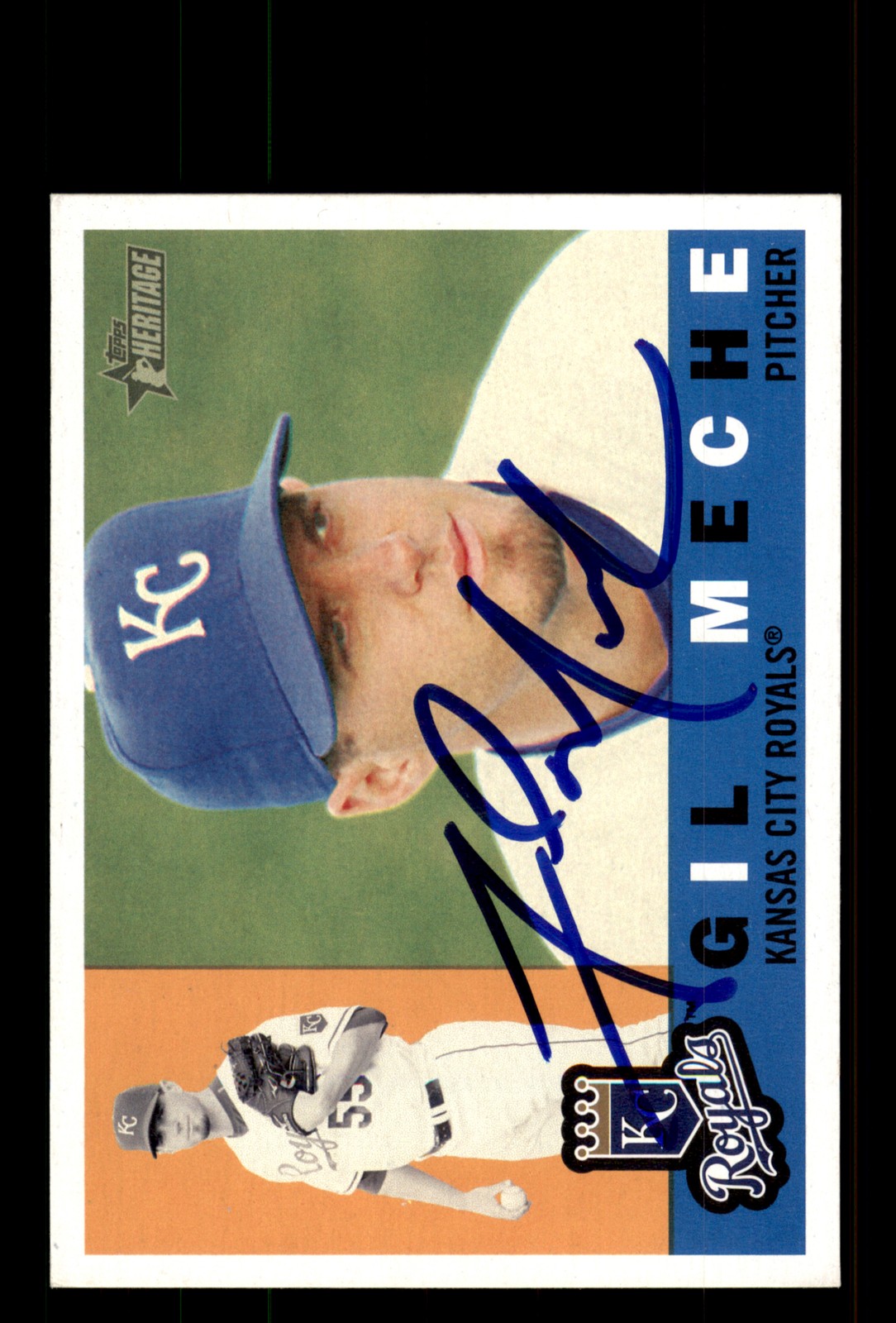 Signed Baseball Card Auto Gil Meche 2009 Topps Heritage #8 Kansas City Royals
