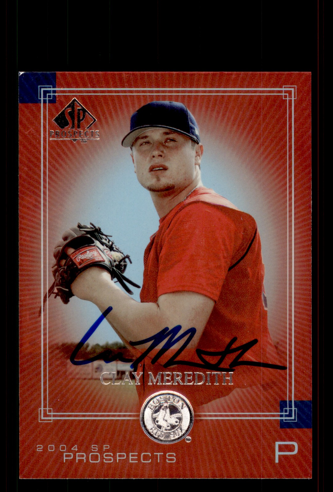Signed Baseball Card Auto Cla Meredith 2004 SP Prospects #203 Boston Red Sox