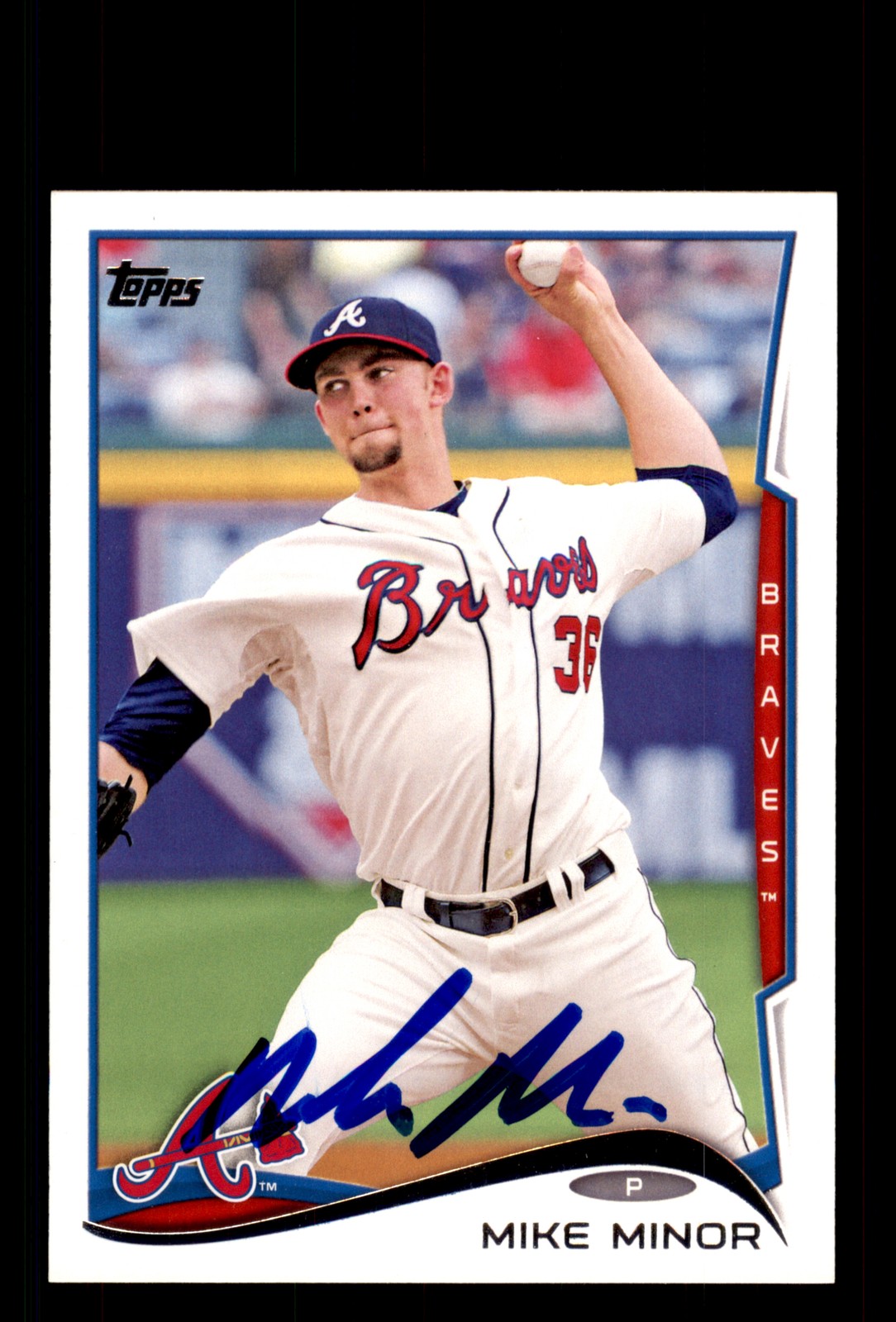 Signed Baseball Card Auto Mike Minor 2014 Topps #316 Atlanta Braves