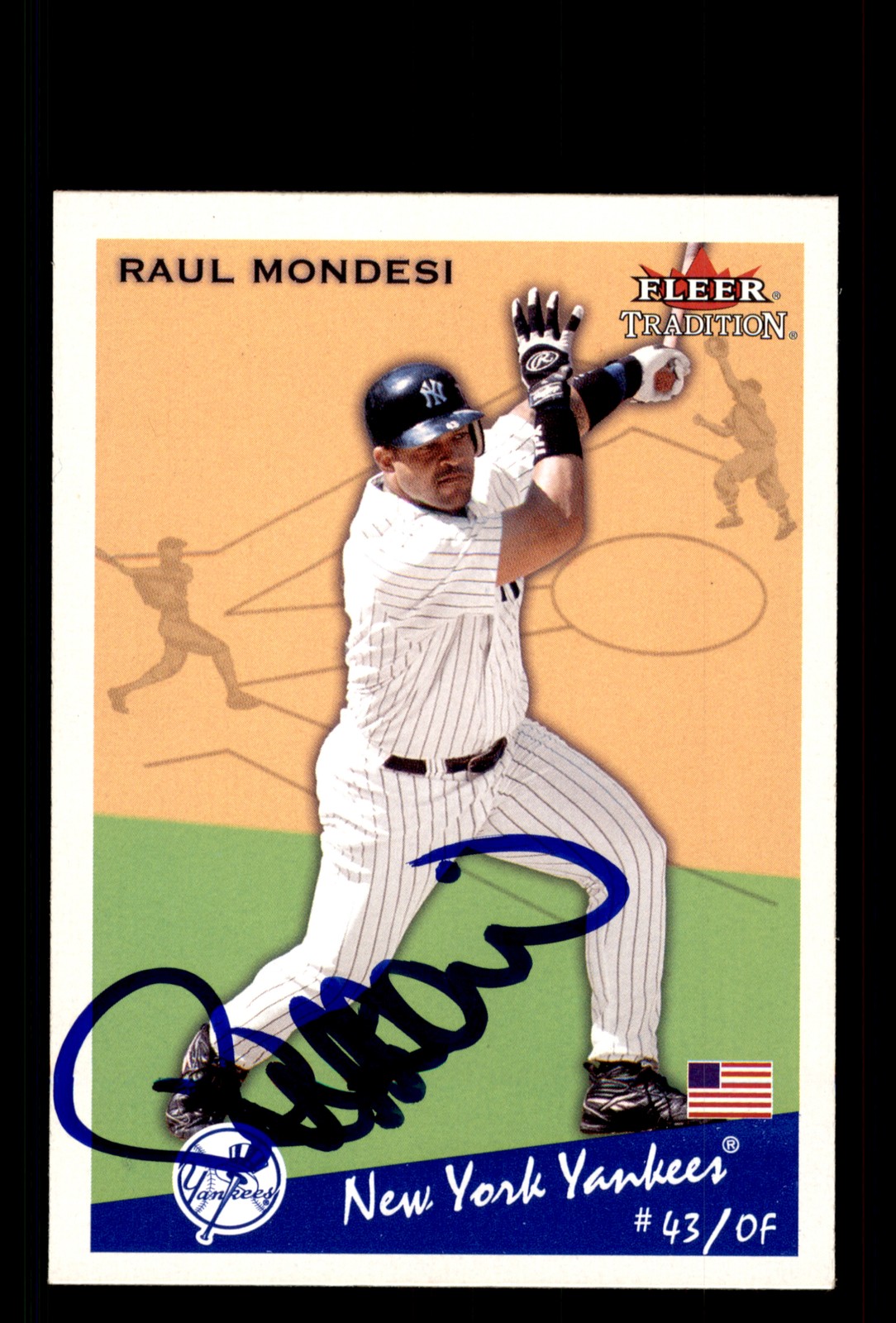 Signed Baseball Card Auto Raul Mondesi 2002 Fleer Tradition #U215 Yankees