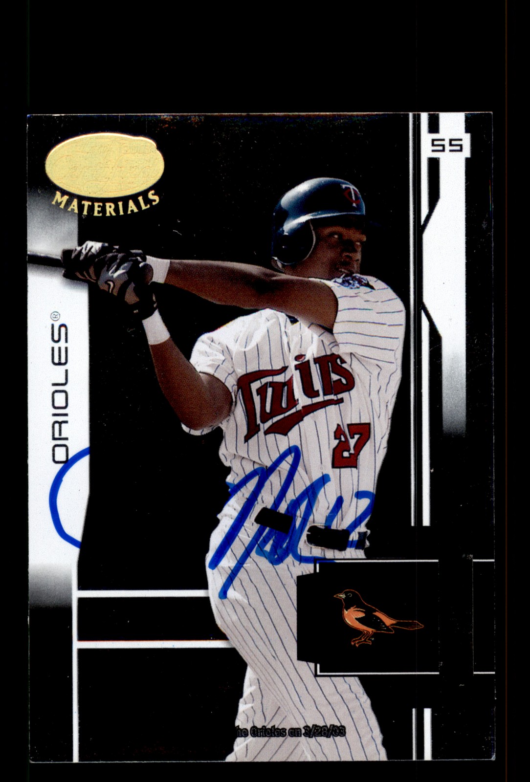 Signed Baseball Card Auto Jose Morban 2003 Leaf Certified Materials #102 Orioles