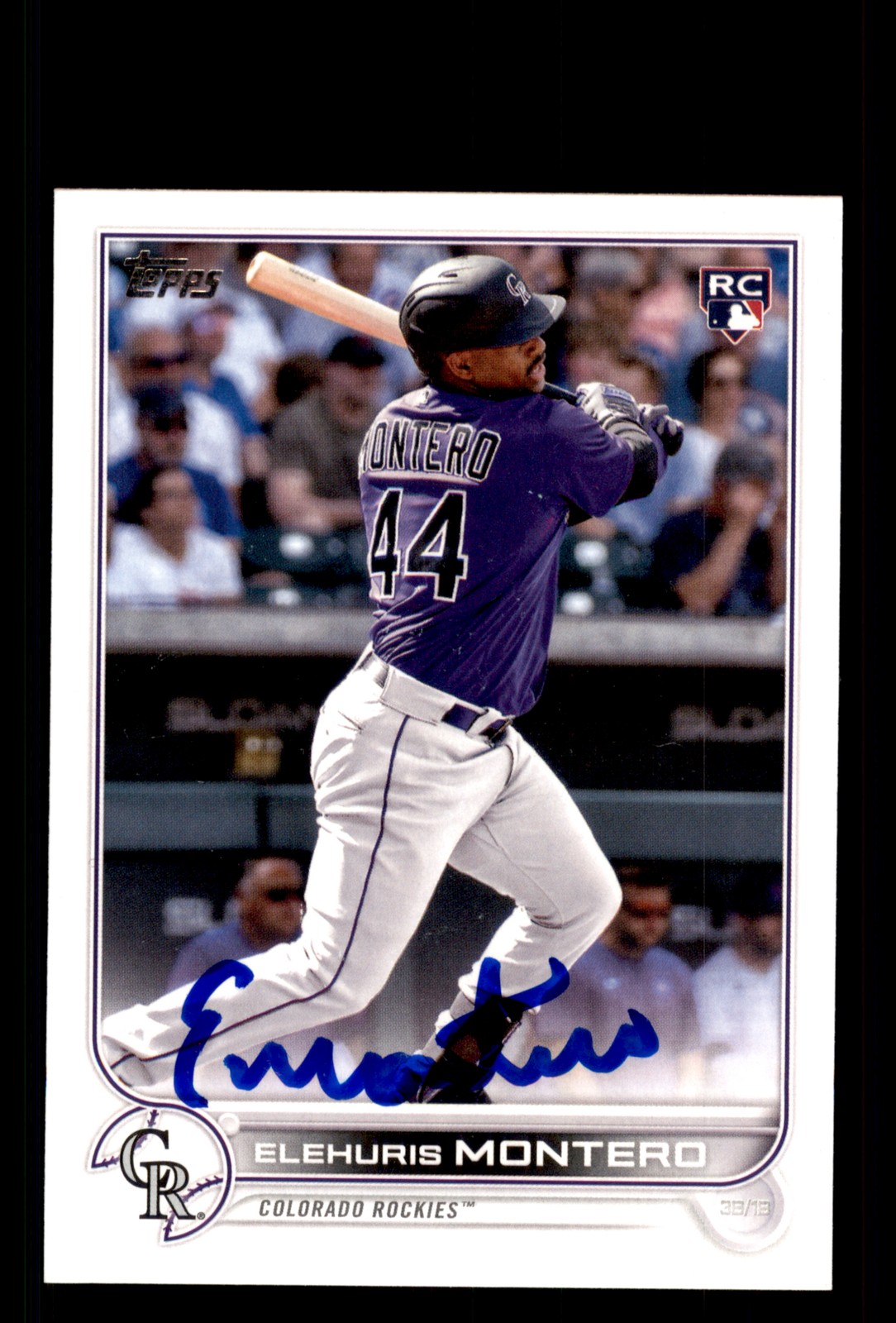 Signed Baseball Card Auto Elehuris Montero 2022 Topps #US110 Rockies