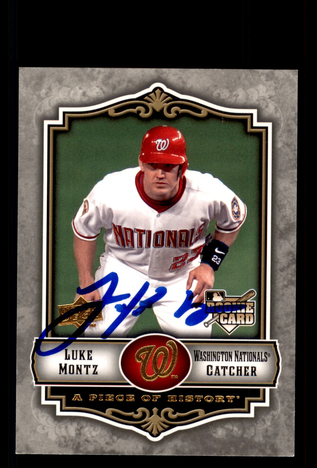 Signed Baseball Card Auto Luke Montz 2009 Upper Deck A Piece of History #128