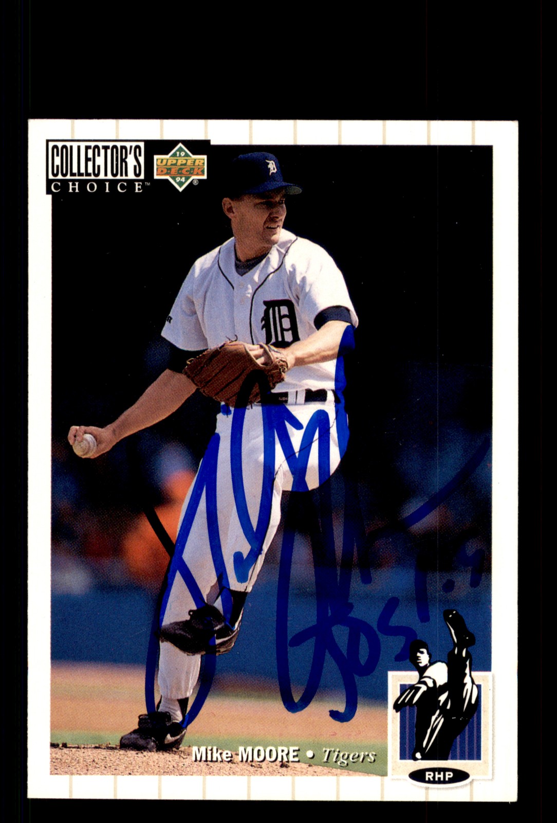 Signed Baseball Card Auto Mike Moore 1994 Collector's Choice #459 Detroit Tigers