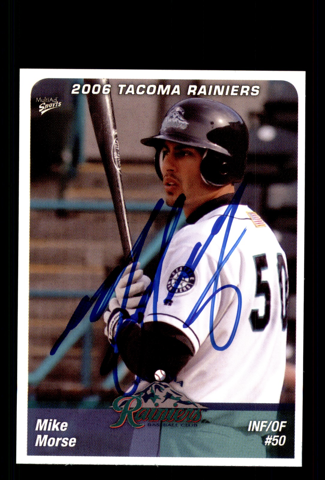 Signed Baseball Card Auto Mike Morse 2006 MultiAd Tacoma Rainiers