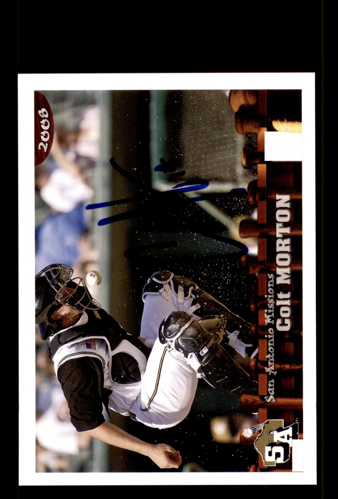 Signed Baseball Card Auto Colt Morton 2008 Grandstand San Antonio Missions