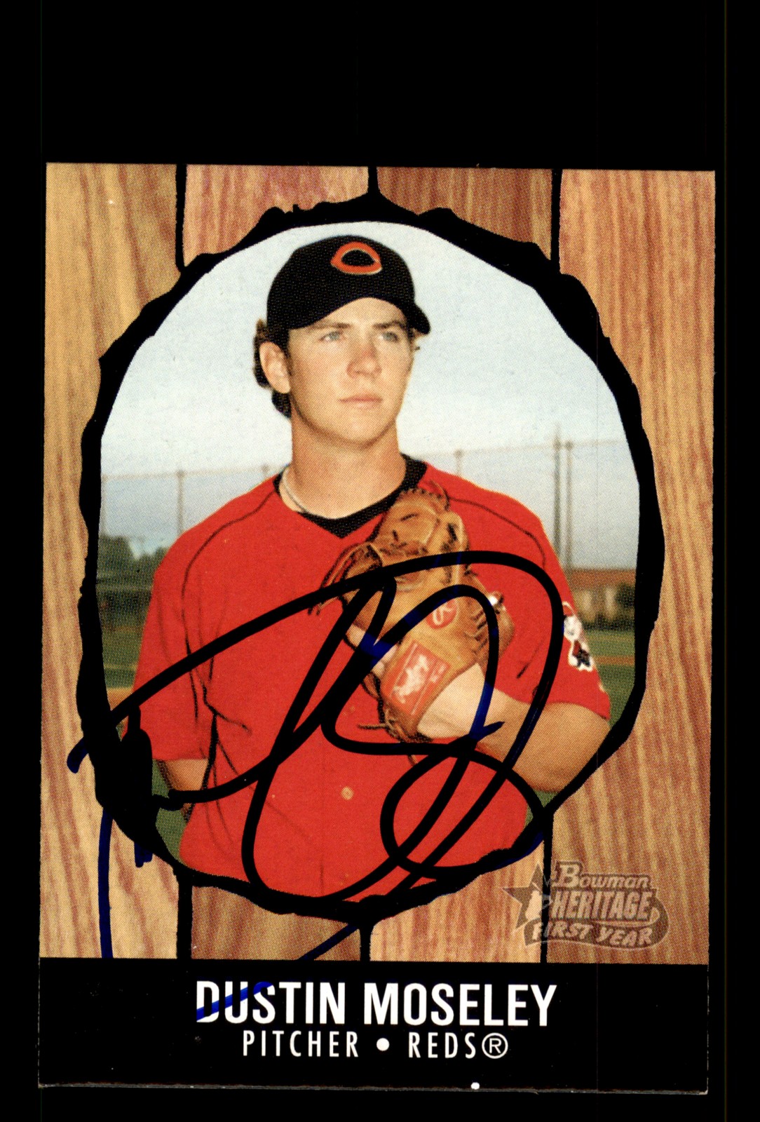 Signed Baseball Card Auto Dustin Moseley 2003 Bowman Heritage #198 Reds