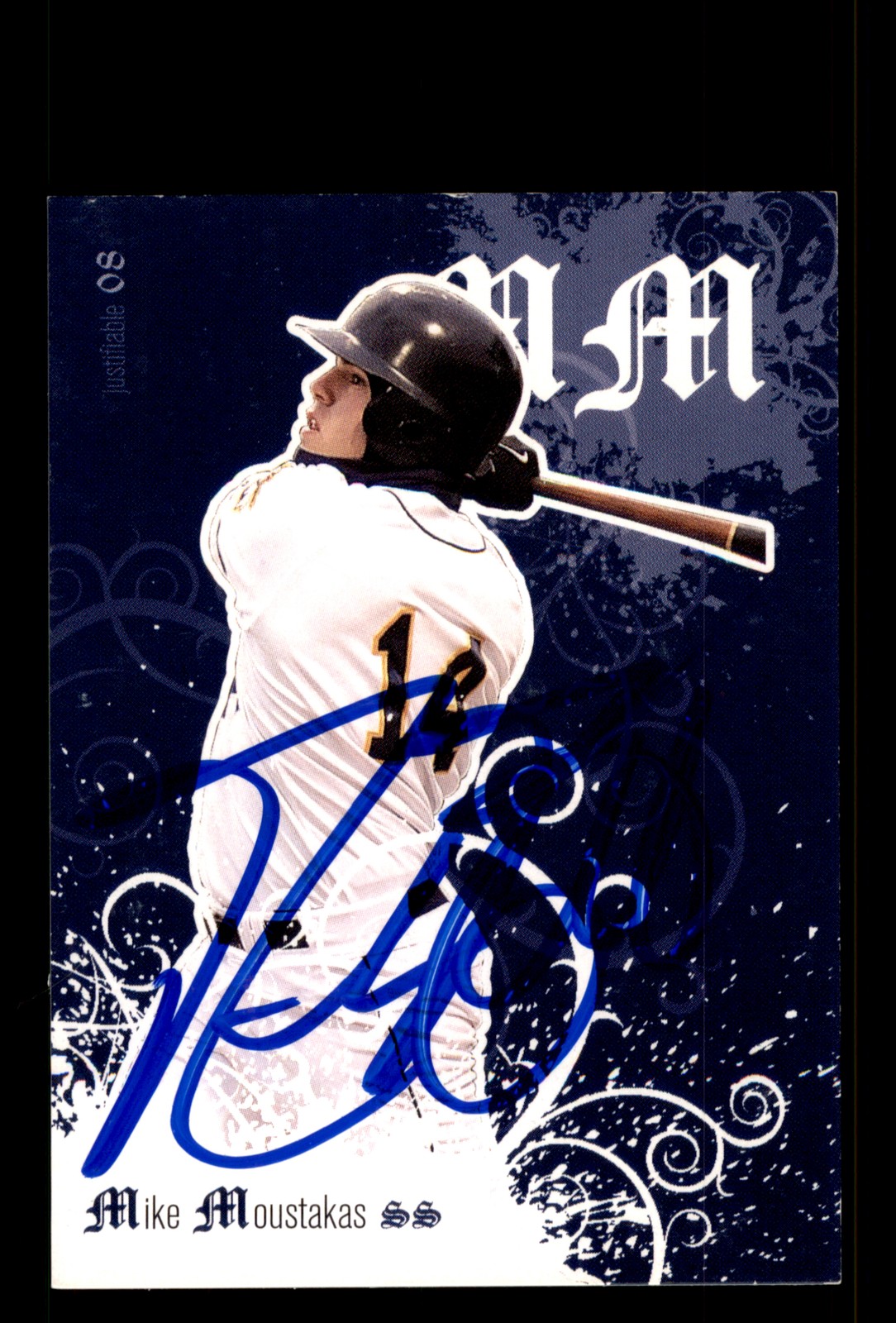 Signed Baseball Card Auto Mike Moustakas 2008 Justifiable #JF-34 Royals