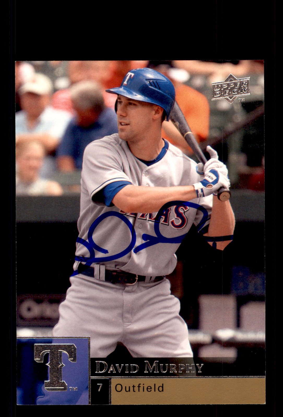 Signed Baseball Card Auto David Murphy 2009 Upper Deck #908 Texas Rangers