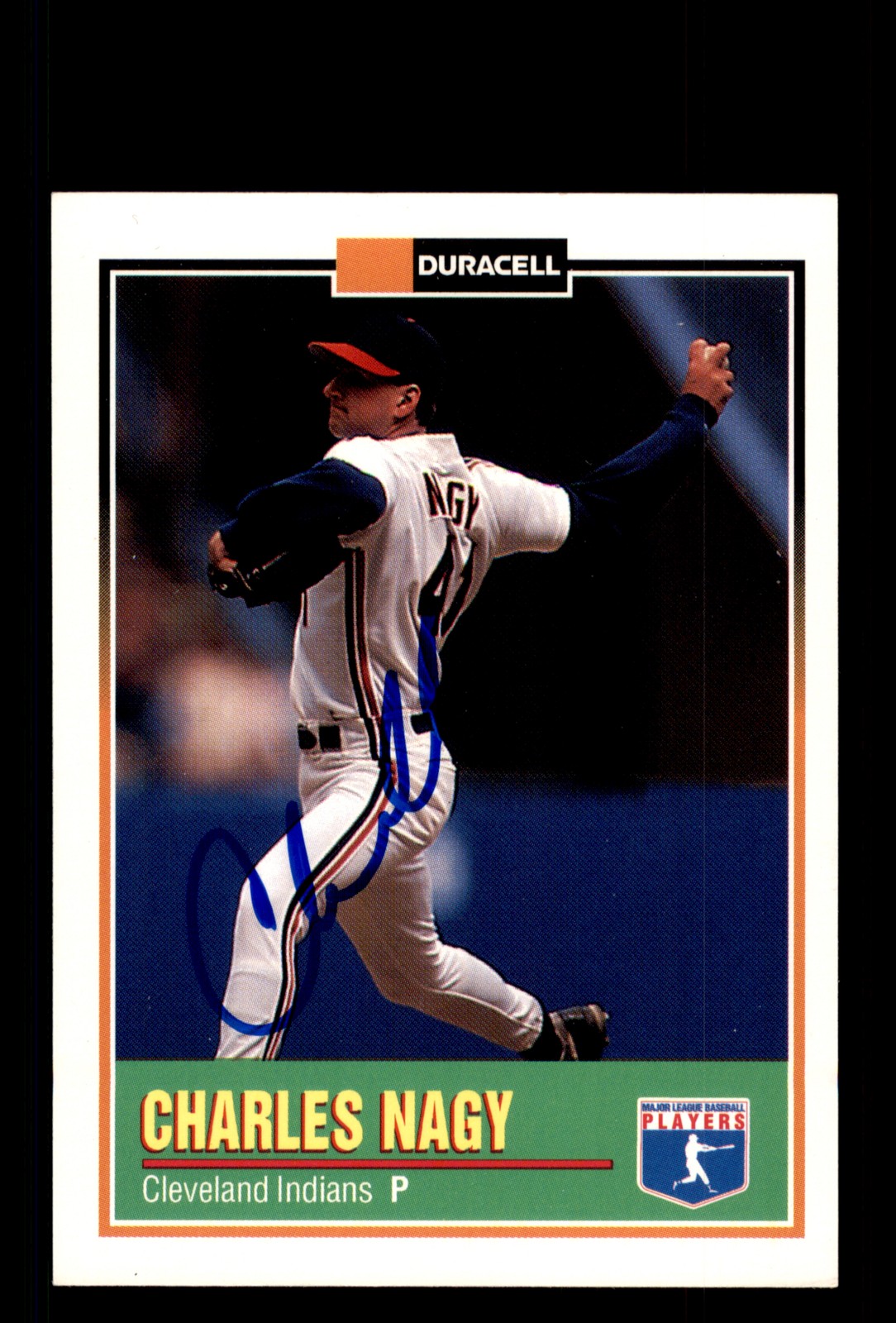 Signed Baseball Card Auto Charles Nagy 1993 Duracell Power Players #11 Indians