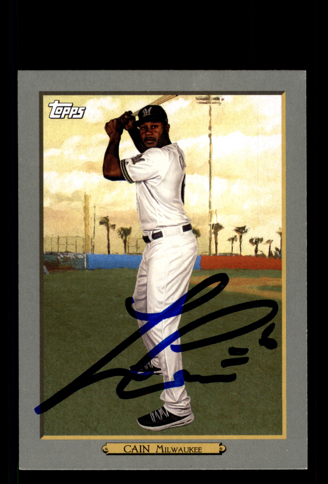 Signed Baseball Card Auto Lorenzo Cain 2020 Topps #TR-52 Milwaukee Brewers
