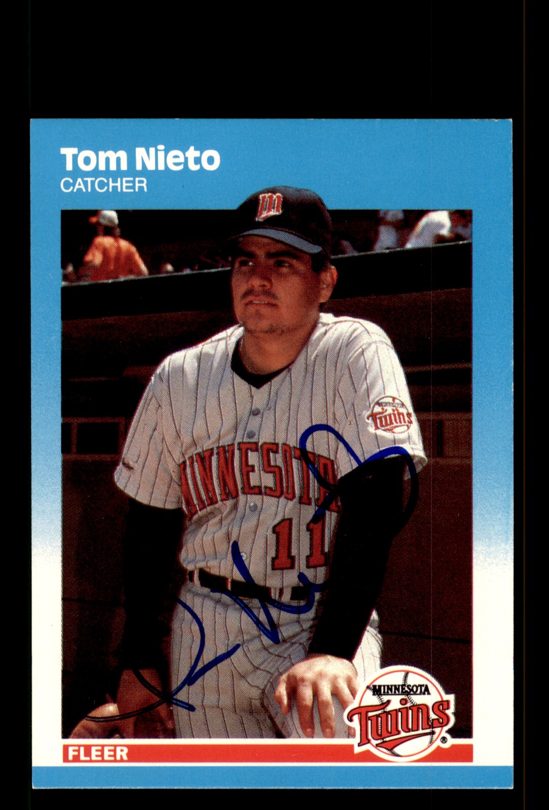 Signed Baseball Card Auto Tom Nieto 1987 Fleer Update #U-88 Minnesota Twins