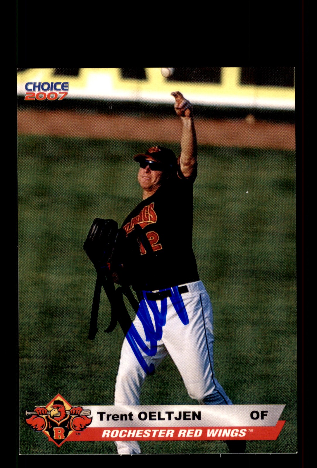 Signed Baseball Card Auto Trent Oeltjen 2007 Choice Rochester Red Wings