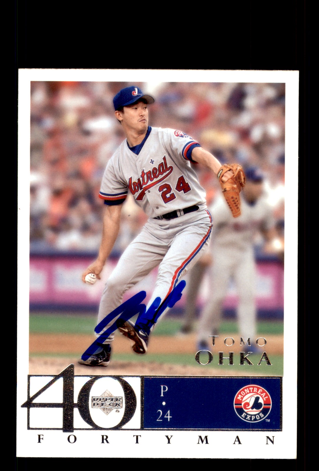 Signed Baseball Card Auto Tomo Ohka 2003 Upper Deck 40-Man #551 Montreal Expos