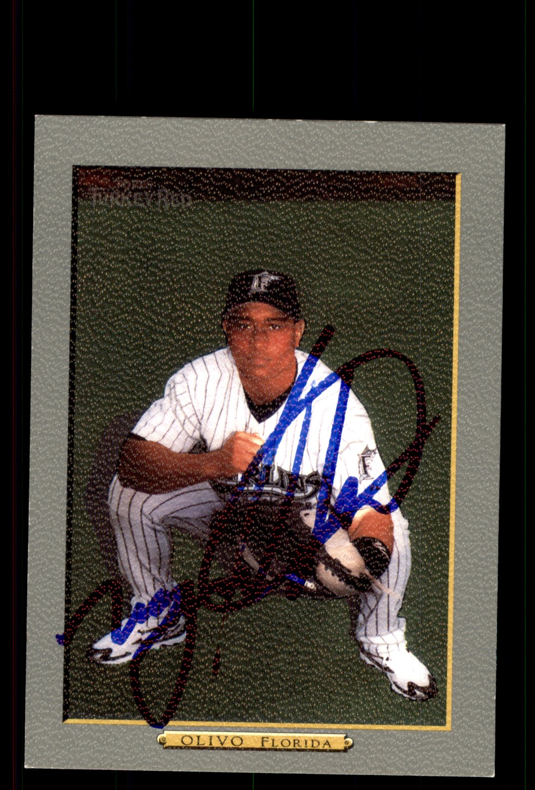 Signed Baseball Card Auto Miguel Olivo 2006 Topps Turkey Red #376 Marlins