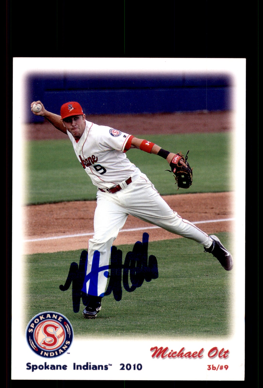 Signed Baseball Card Auto Mike Olt 2010 Grandstand Spokane Indians