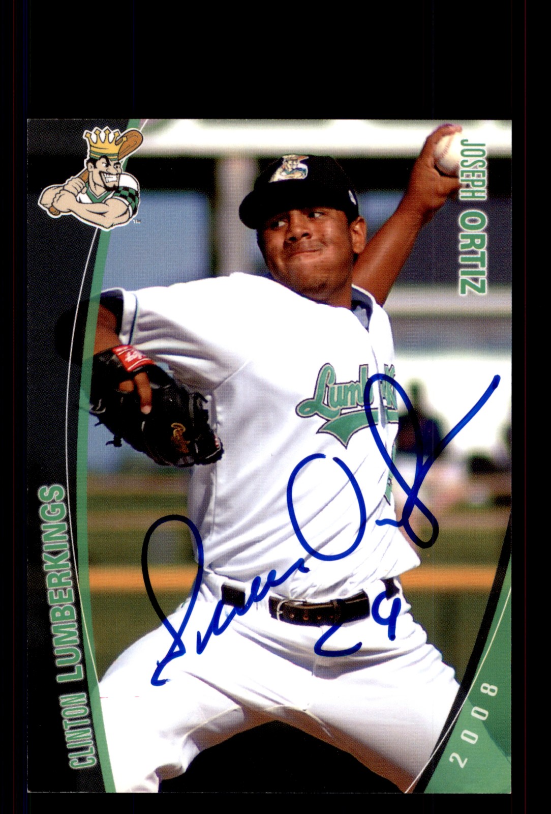 Signed Baseball Card Auto Joseph Ortiz 2008 Grandstand Clinton LumberKings