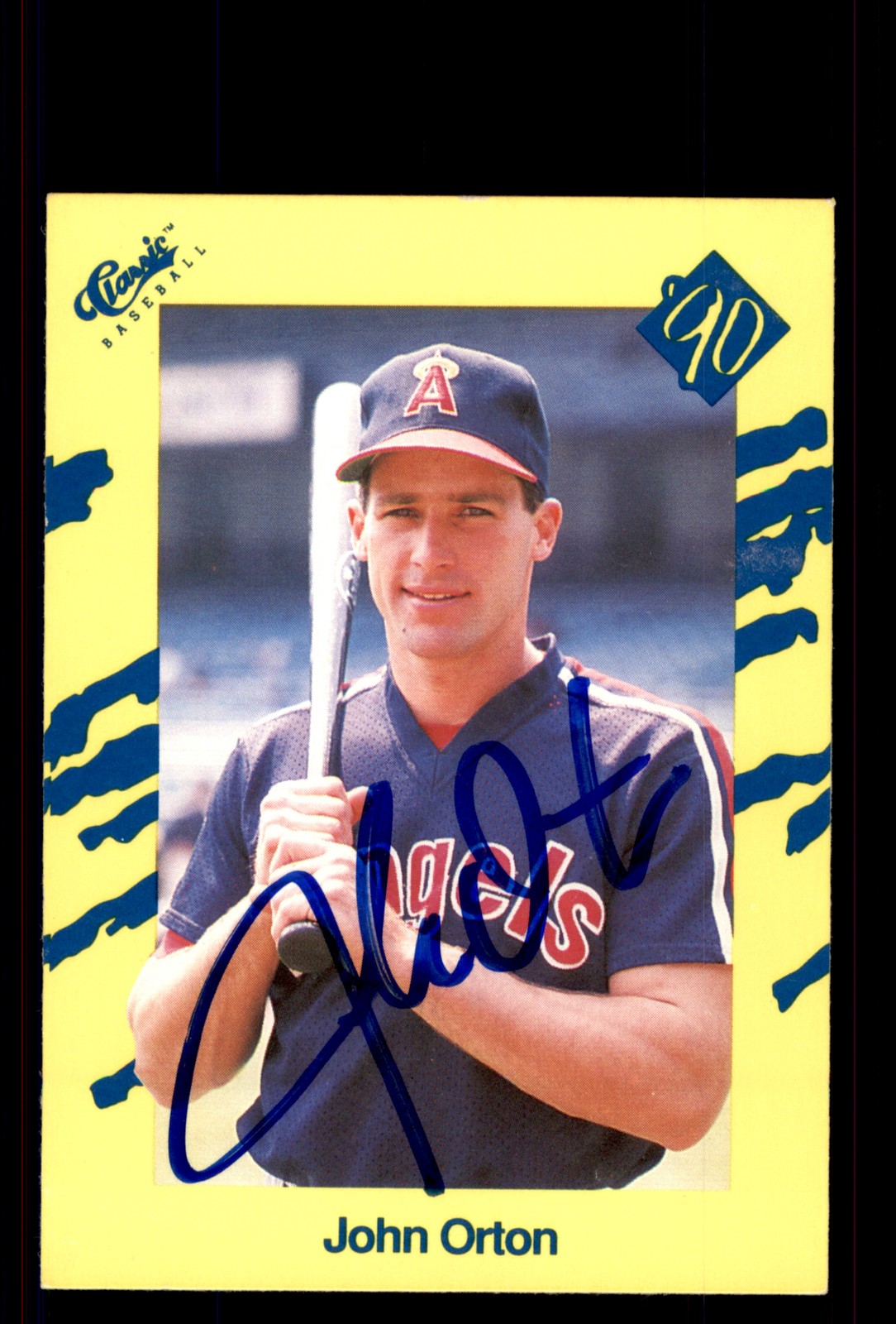 Signed Baseball Card Auto John Orton 1990 Classic Yellow #T61 California Angels