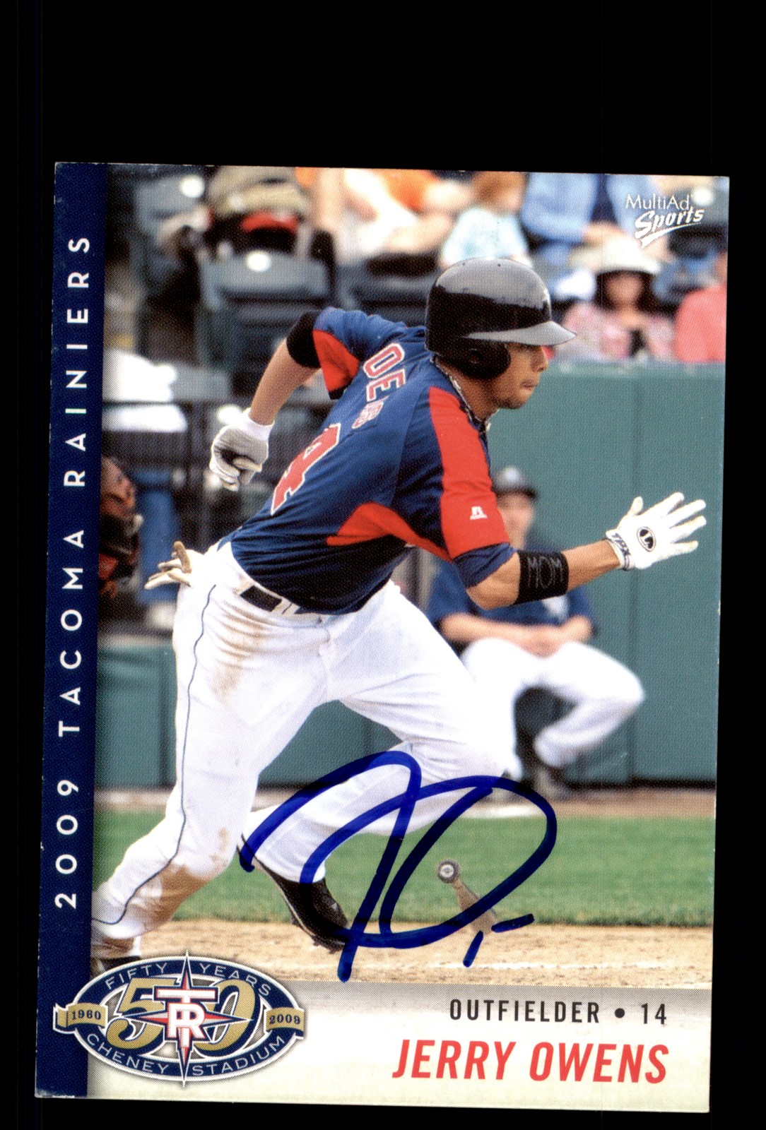Signed Baseball Card Auto Jerry Owens 2009 MultiAd Tacoma Rainiers