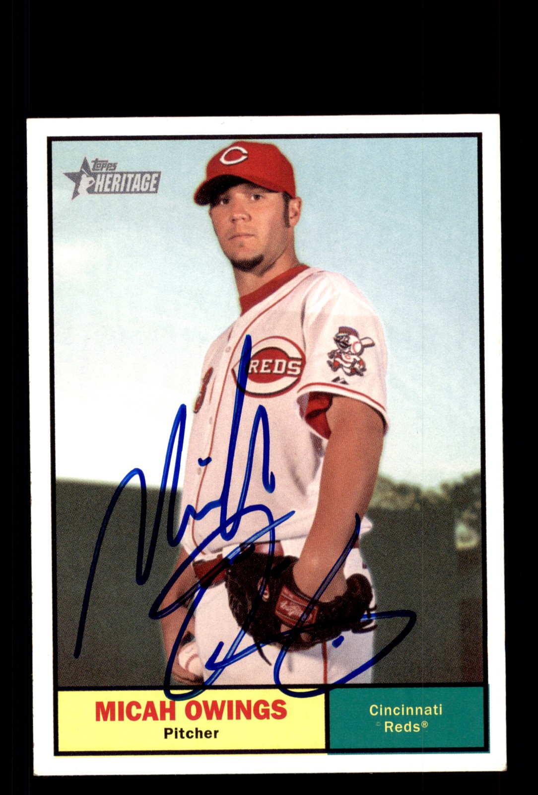 Signed Baseball Card Auto Micah Owings 2010 Topps Heritage #397 Cincinnati Reds